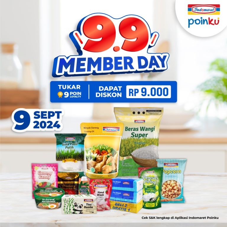 Promo 9.9 Member Day Indomaret! Tukar 9 Poin Loyalty Diskon Rp 9.000