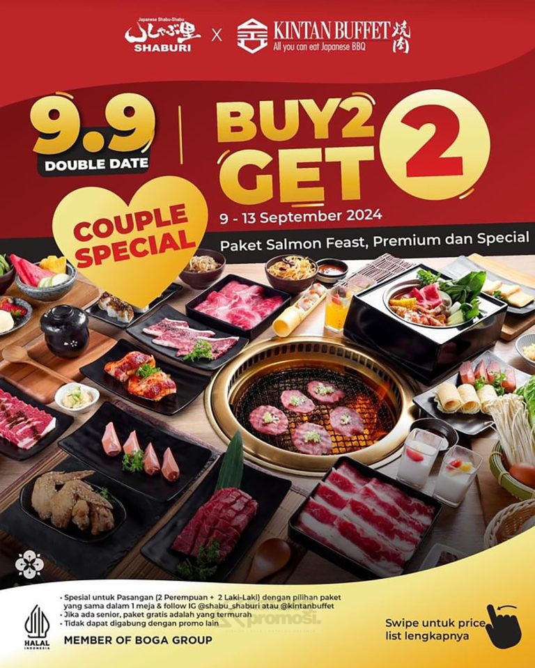 Promo Double Date 9.9 di Shaburi & Kintan Buffet COUPLES DATE BELI 2 GRATIS 2