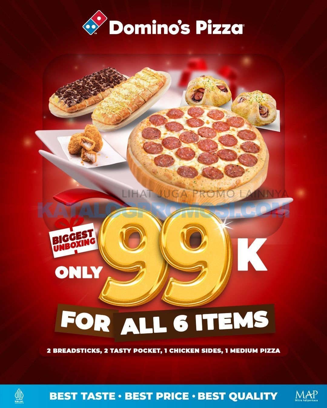 DOMINO'S PIZZA Promo BIGGEST UNBOXING - Paket 6 Menu Harga Spesial Cuma ...