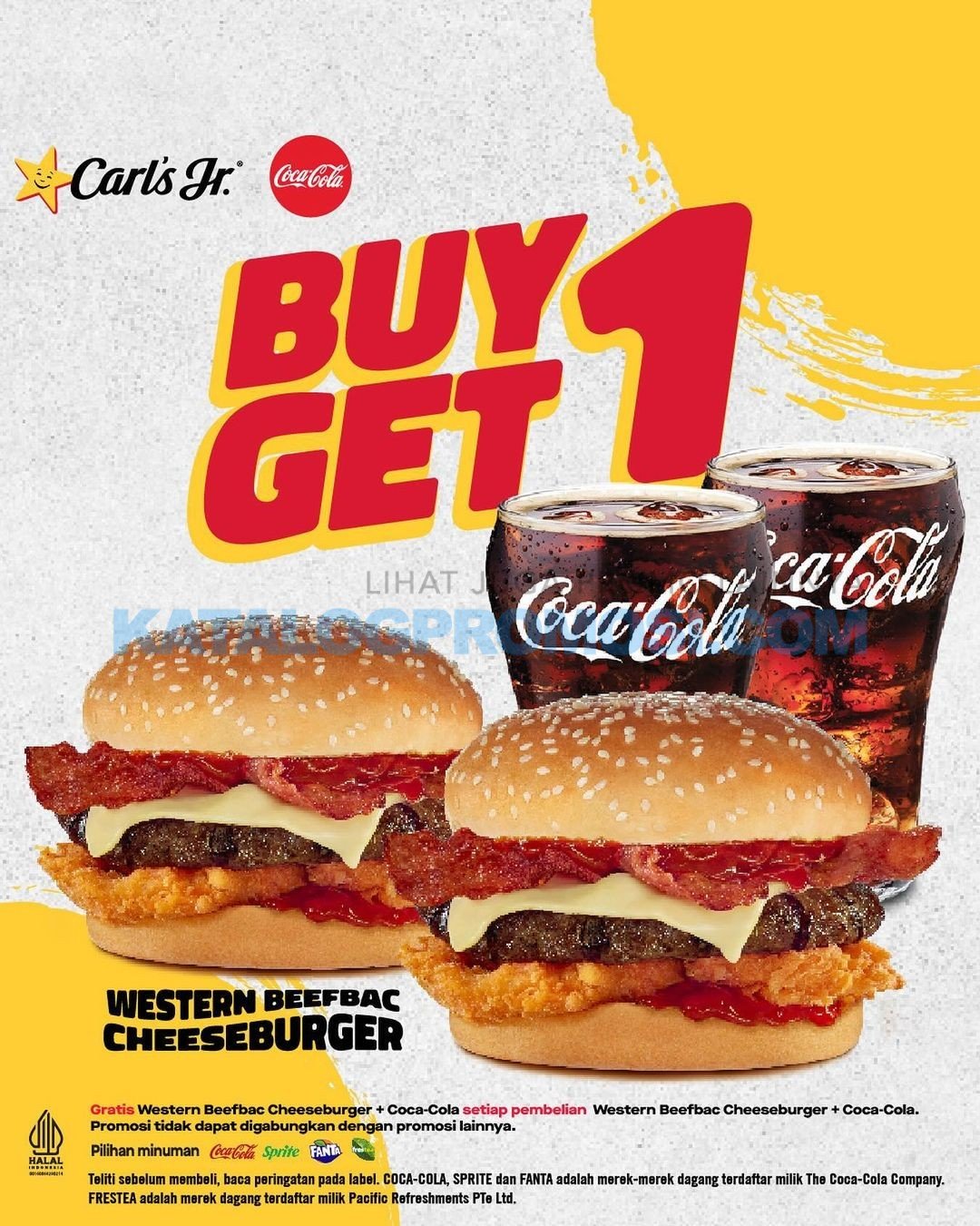 CARLS JR Promo BELI 1 GRATIS 1 Western Beefbac Cheeseburger + Minuman*