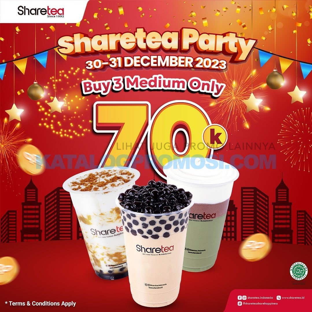 Promo SHARETEA YEAR END PARTY – 3 Medium Cup cuma Rp. 70.000
