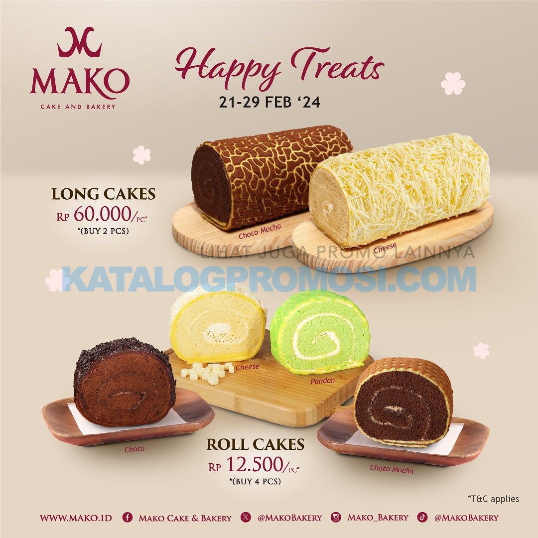 Promo MAKO CAKE & BAKERY Harga Spesial untuk Long Cakes and Roll Cakes