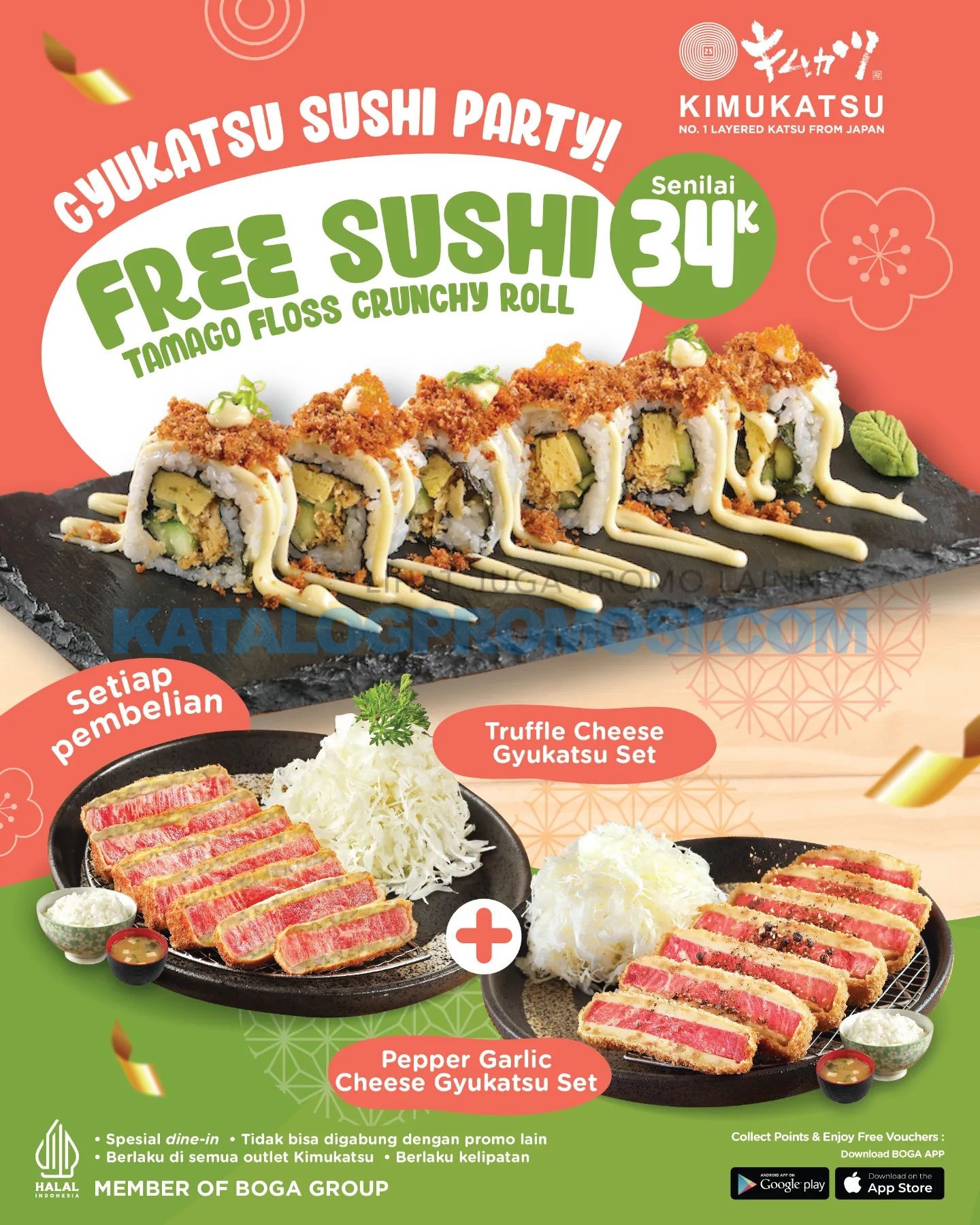 Promo KIMUKATSU Gyukatsu Sushi Party, Dapatkan SUSHI GRATIS buat kamu senilai Rp. 34.000