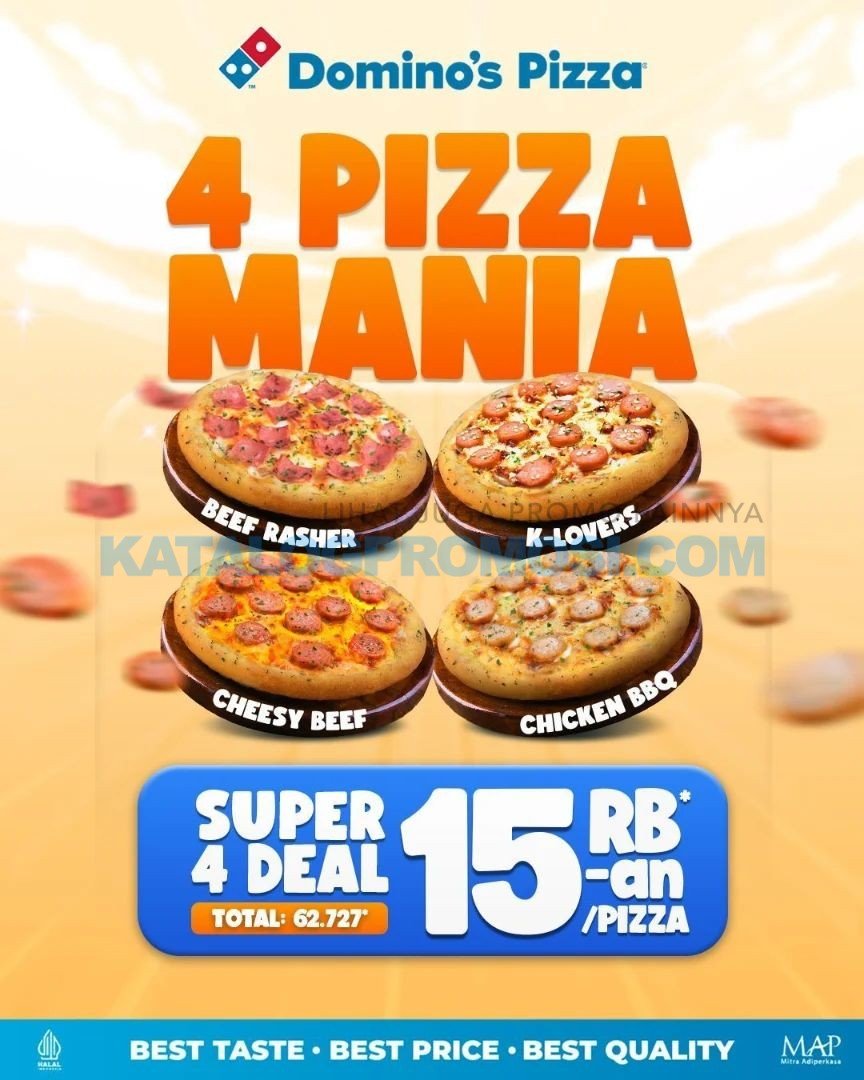 DOMINO'S PIZZA Promo SUPER 4 DEAL - Beli 4 Pizza Mania Hanya Rp. 15 ...