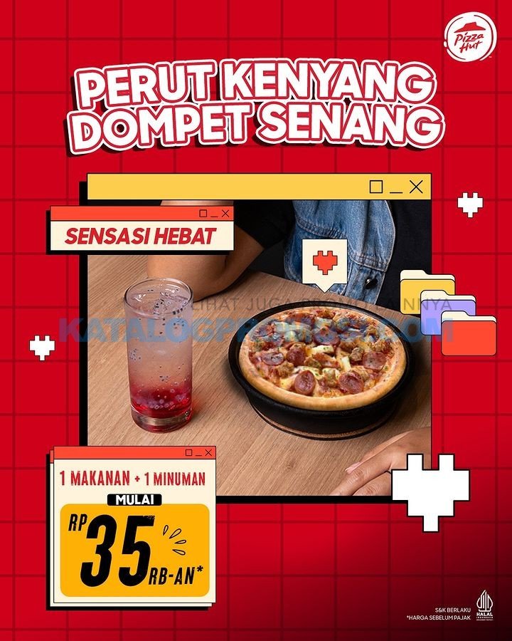 PIZZA HUT Promo PAKET SENSASI HEBAT (HEMAT BANGET) ! Paket 1 Makanan + 1 Minuman mulai Rp. 35.000 per orang