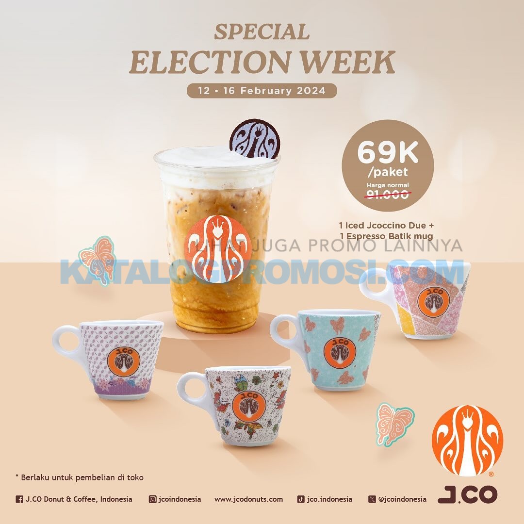 Promo JCO BEVERAGE DEALS - Harga Spesial Bundling 1 Iced Jcoccino + 1 Espresso Batik mug hanya RP. 69.000
