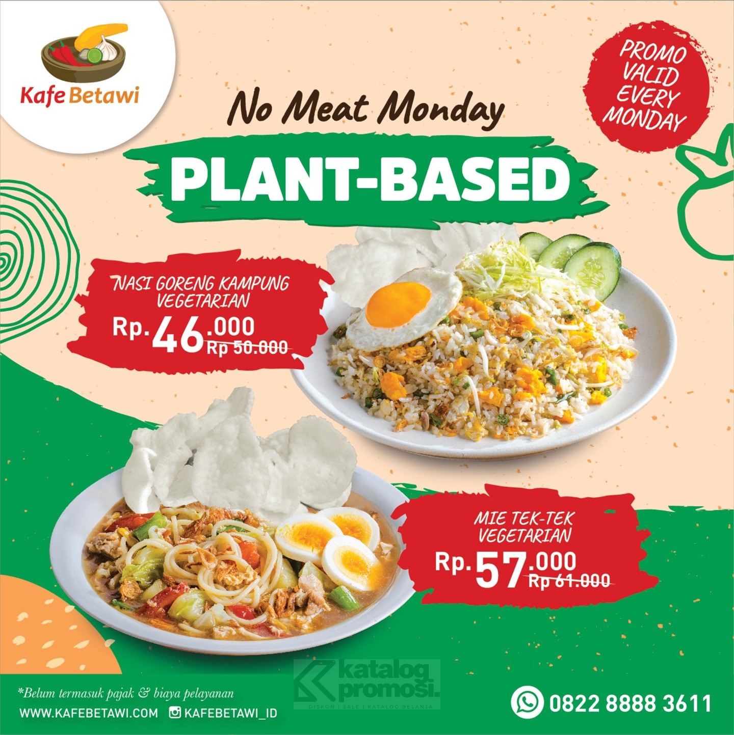 Promo Kafe Betawi No Meat Monday Harga Spesial menu Plant-Based pilihan