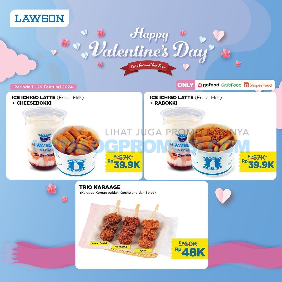 Promo LAWSON VALENTINE'S DAY ONLINE DELIVERY - Harga Spesial Paket Cheesebokki / Rabokki + Ice Ichigo Lattee