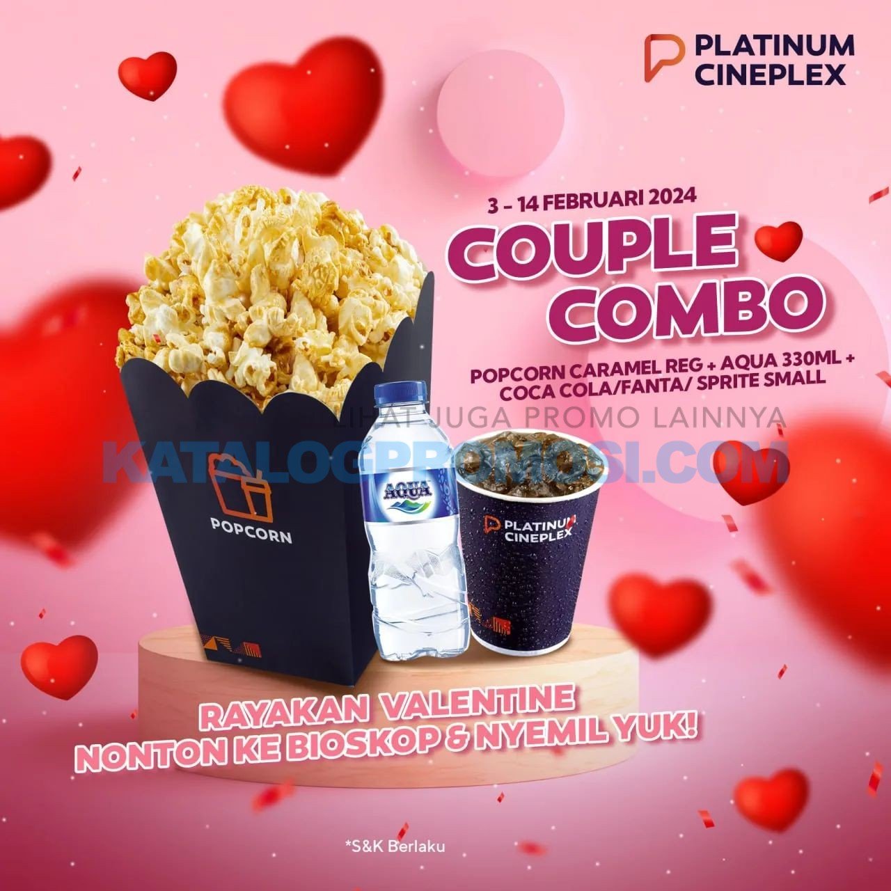 Promo Platinum Cineplex COUPLES COMB, udah dapet 2 minuman dan 1 popcorn loh. Cuan banget!