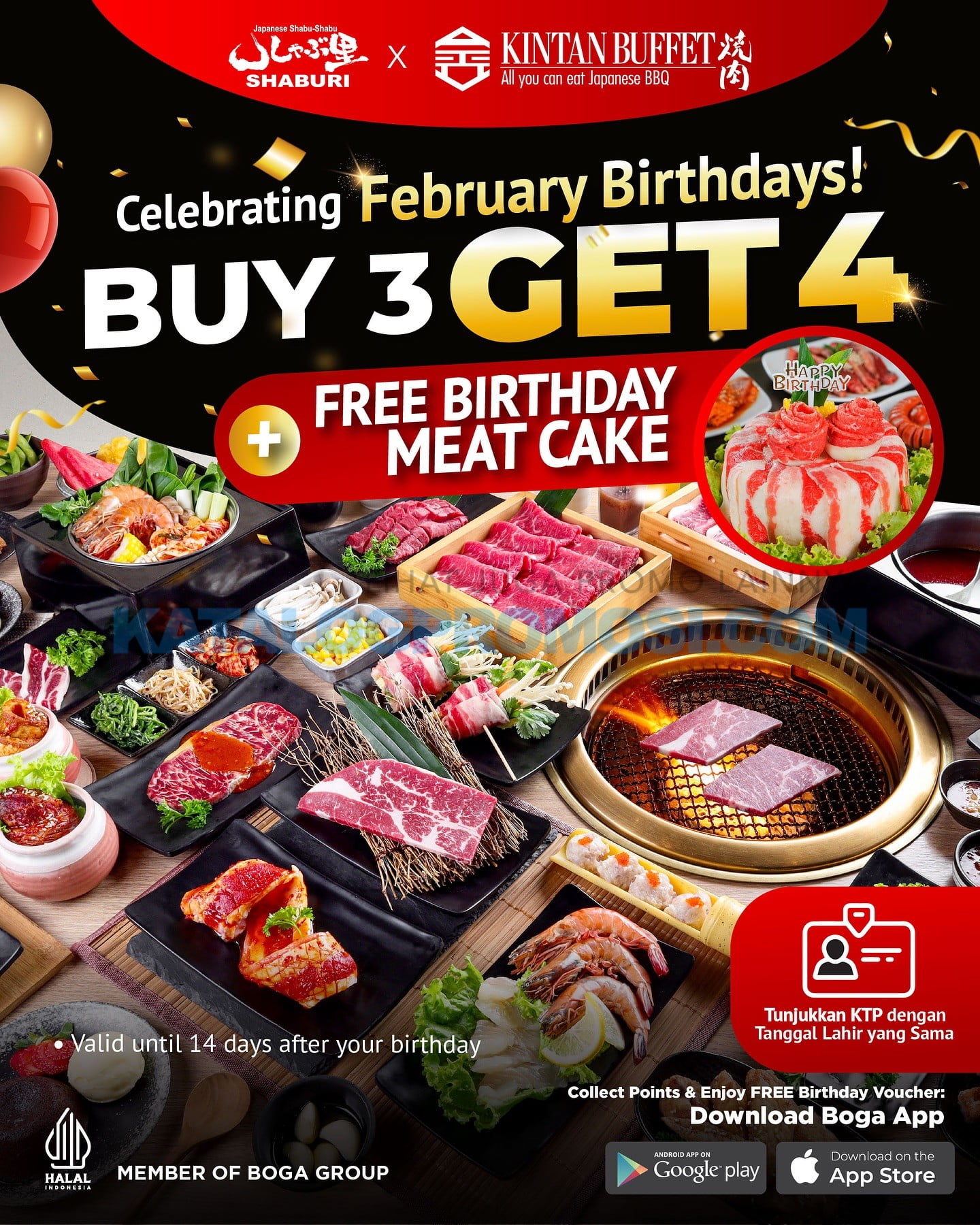 Promo SHABURI dan KINTAN BUFFET SPESIAL BIRTHDAY - BELI 3 GRATIS 1 + gratis MEAT CAKE