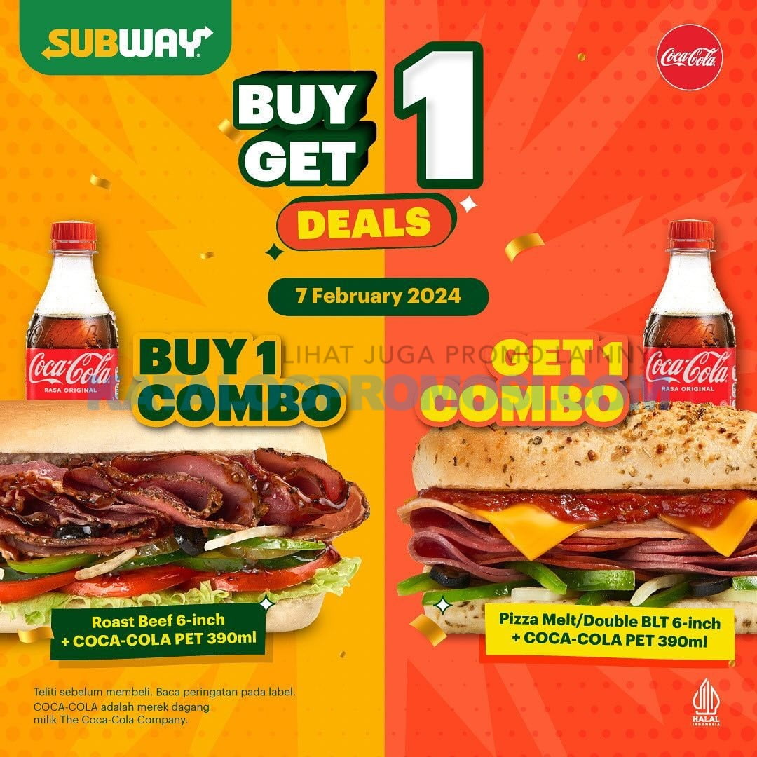 Promo SUBWAY SPECIAL BUY 1 GET 1 FREE COMBO*