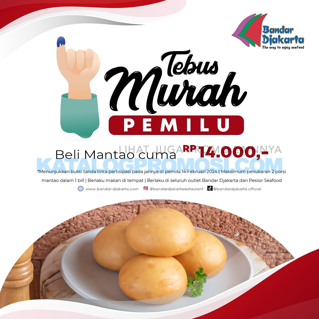 Promo PEMILU BANDAR DJAKARTA TEBUS MURAH MANTAO cuma Rp. 14.000