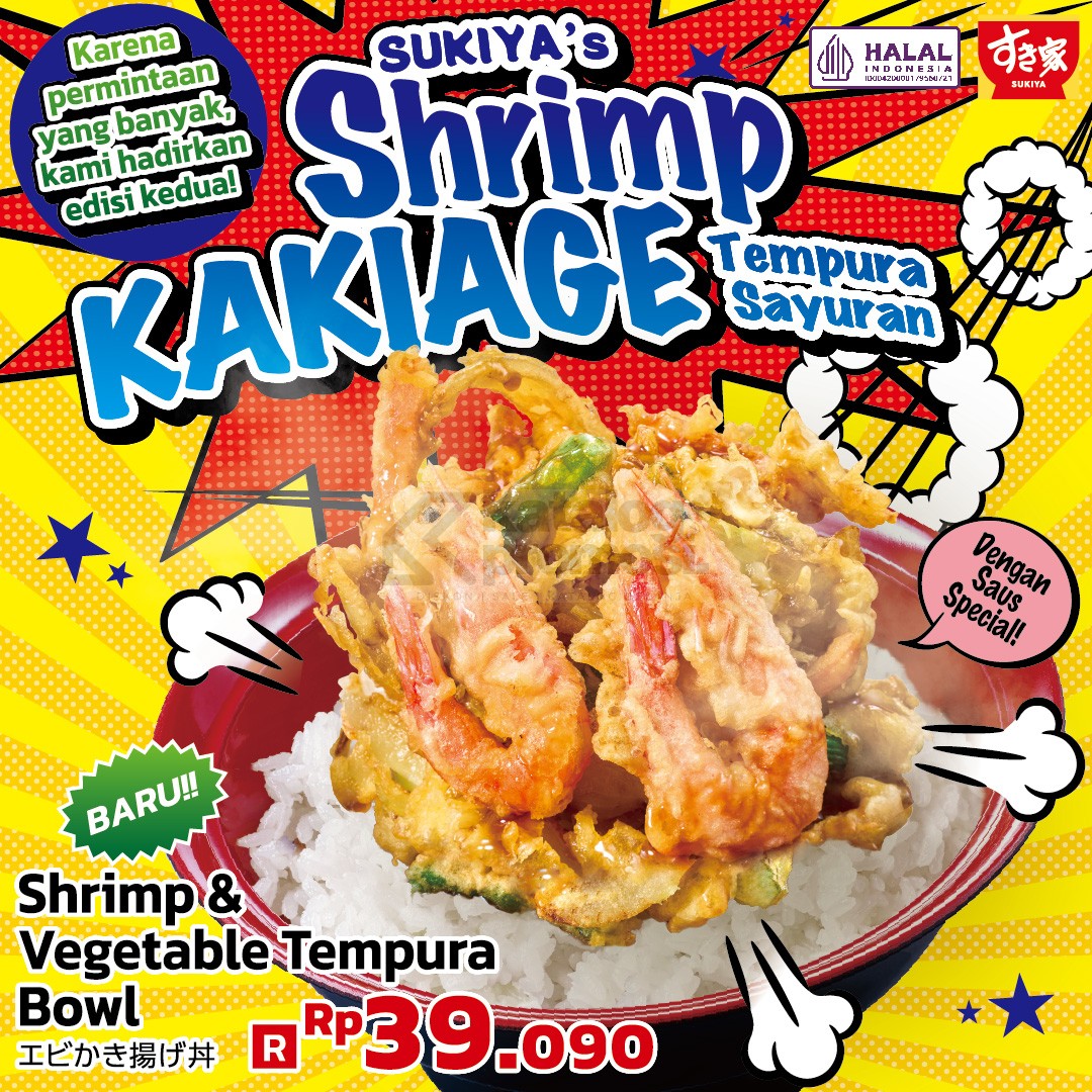 BARU! SUKIYA Shrimp & Vegetable Tempura Bowl cuma Rp. 39.090 aja