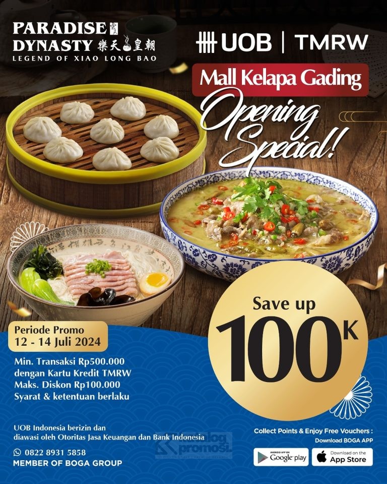 Promo Paradise Dynasty Mal Kelapa Gading Opening Special Hemat hingga Rp 100.000