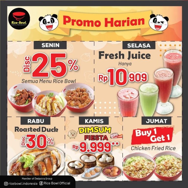 Promo RICE BOWL HARGA SPESIAL MENU HARIAN MULAI Rp 9.999