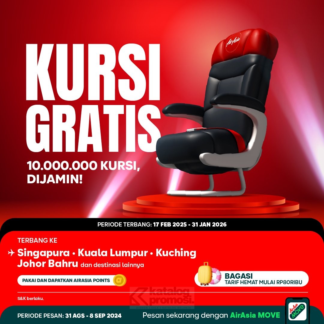 Promo AirAsia Kursi Gratis - Tiket Internasional mulai Rp. 0* saja