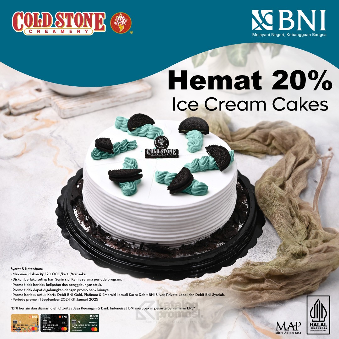 Promo COLD STONE BNI – HEMAT 20% untuk Semua Ice Cream Cake