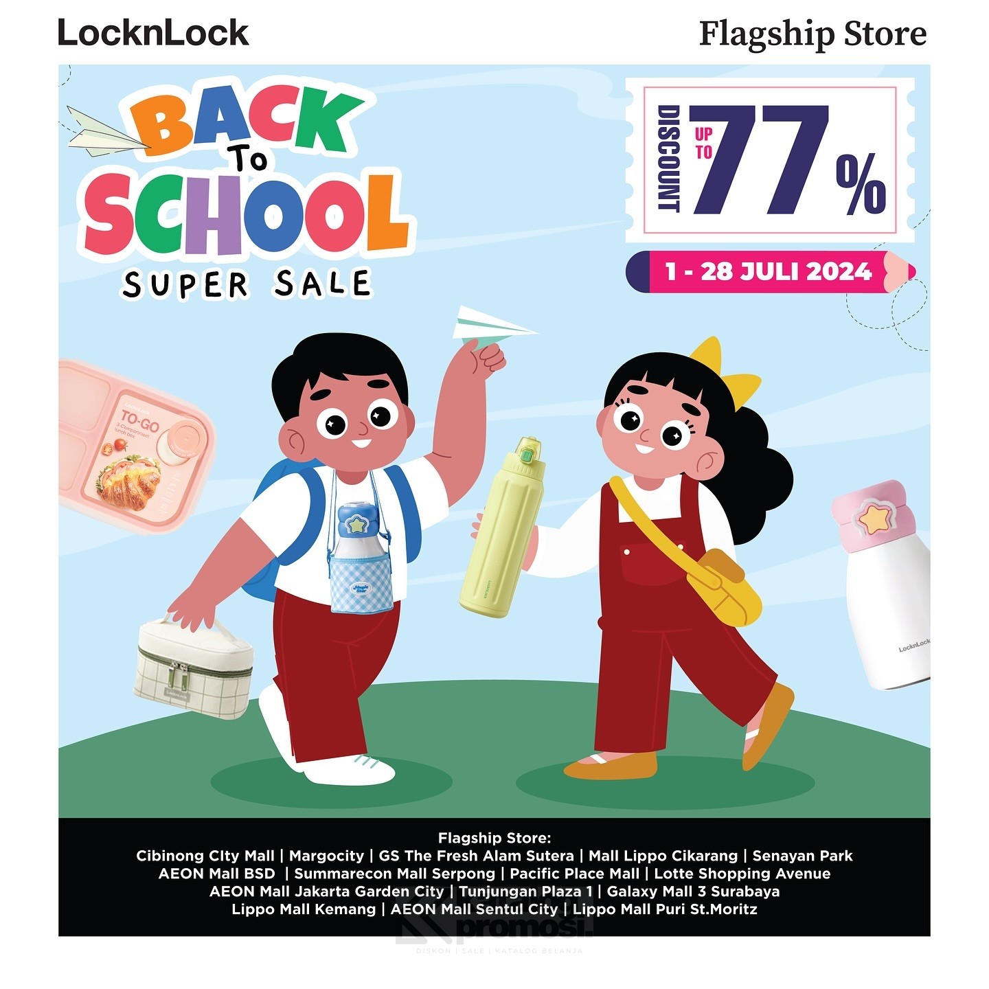 Promo LocknLock Store Back to School Super Sale up to 77% berlaku tanggal 01-28 Juli 2024