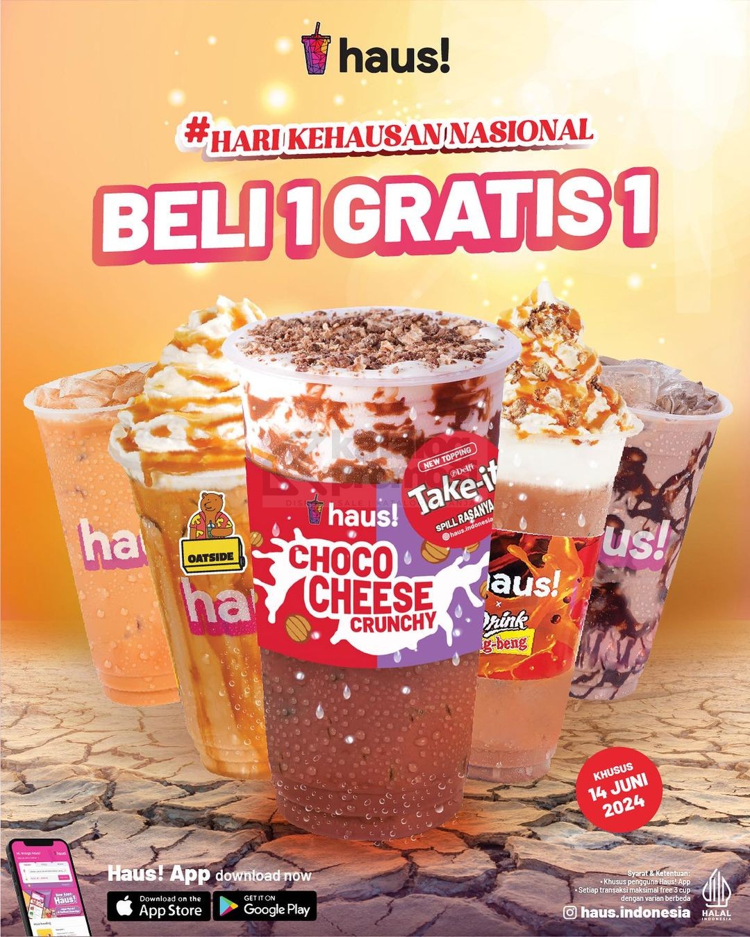 Promo HAUS! INDONESIA BELI 1 GRATIS 1 minuman favorit berlaku hanya di tanggal 14 Juni 2024