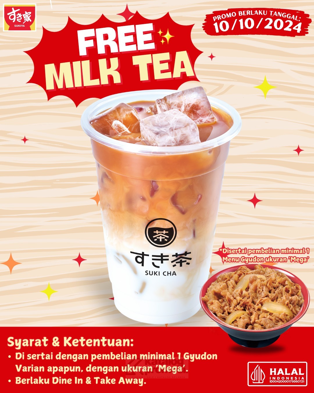 Promo 10.10 Sukiya Gratis Milk Tea