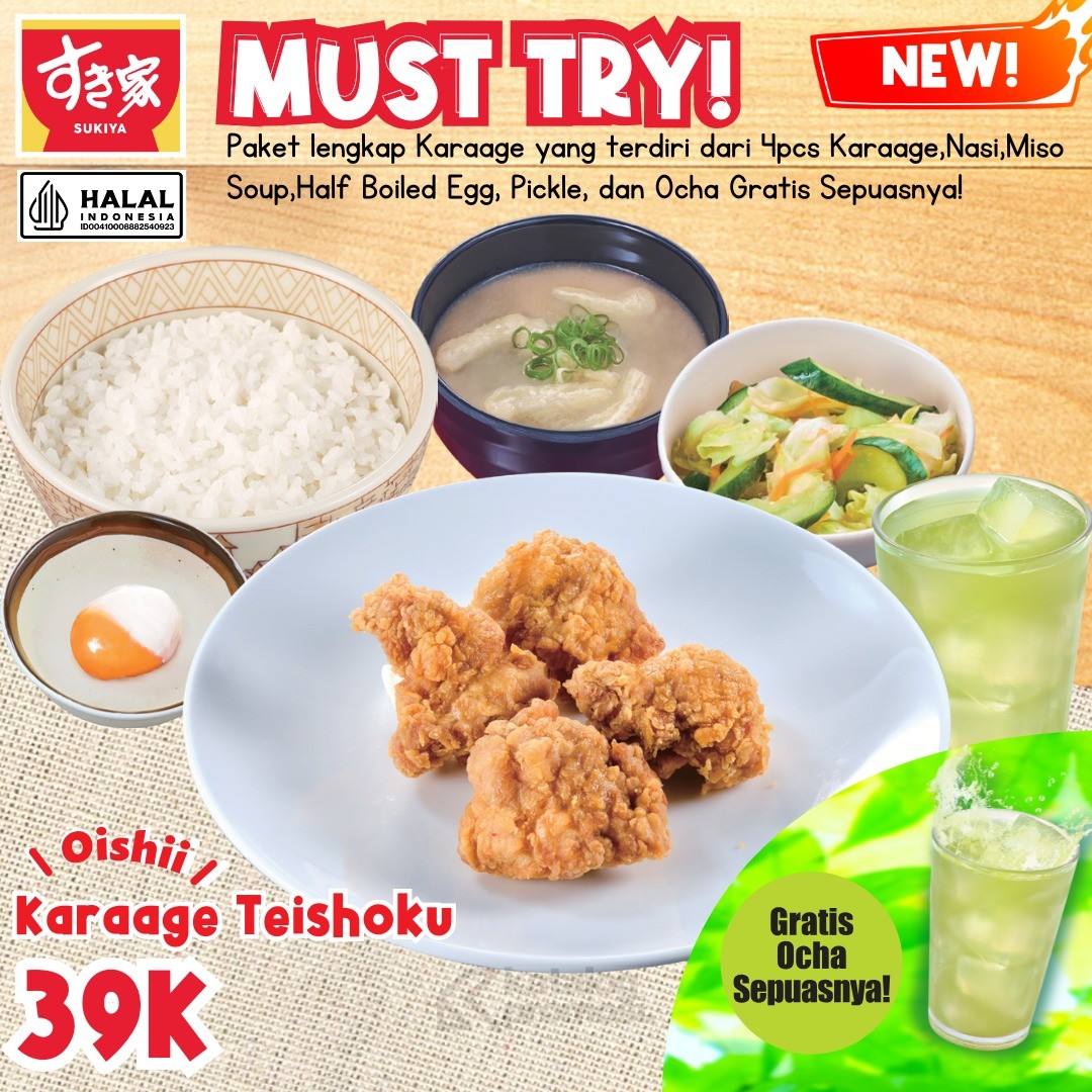 Promo Sukiya Teishoku Karaage Paket Lengkap Hanya 39RIBU