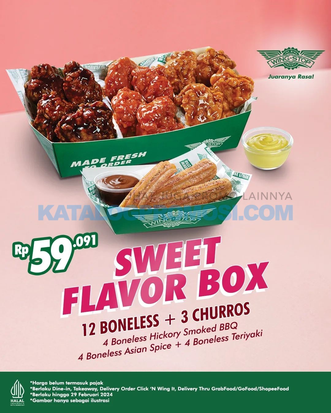 Promo WINGSTOP Sweet Flavor Box 12 Boneless + 3 Churros cuma Rp59ribu