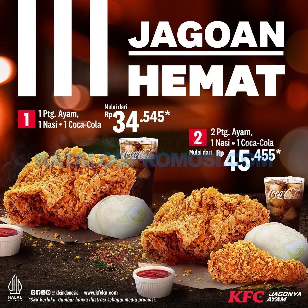 PROMO KFC JAGOAN HEMAT - Paket mulai Rp. 34RIBUAN aja  sudah dapat  Ayam 🍗 Nasi 🍚, dan Coca Cola