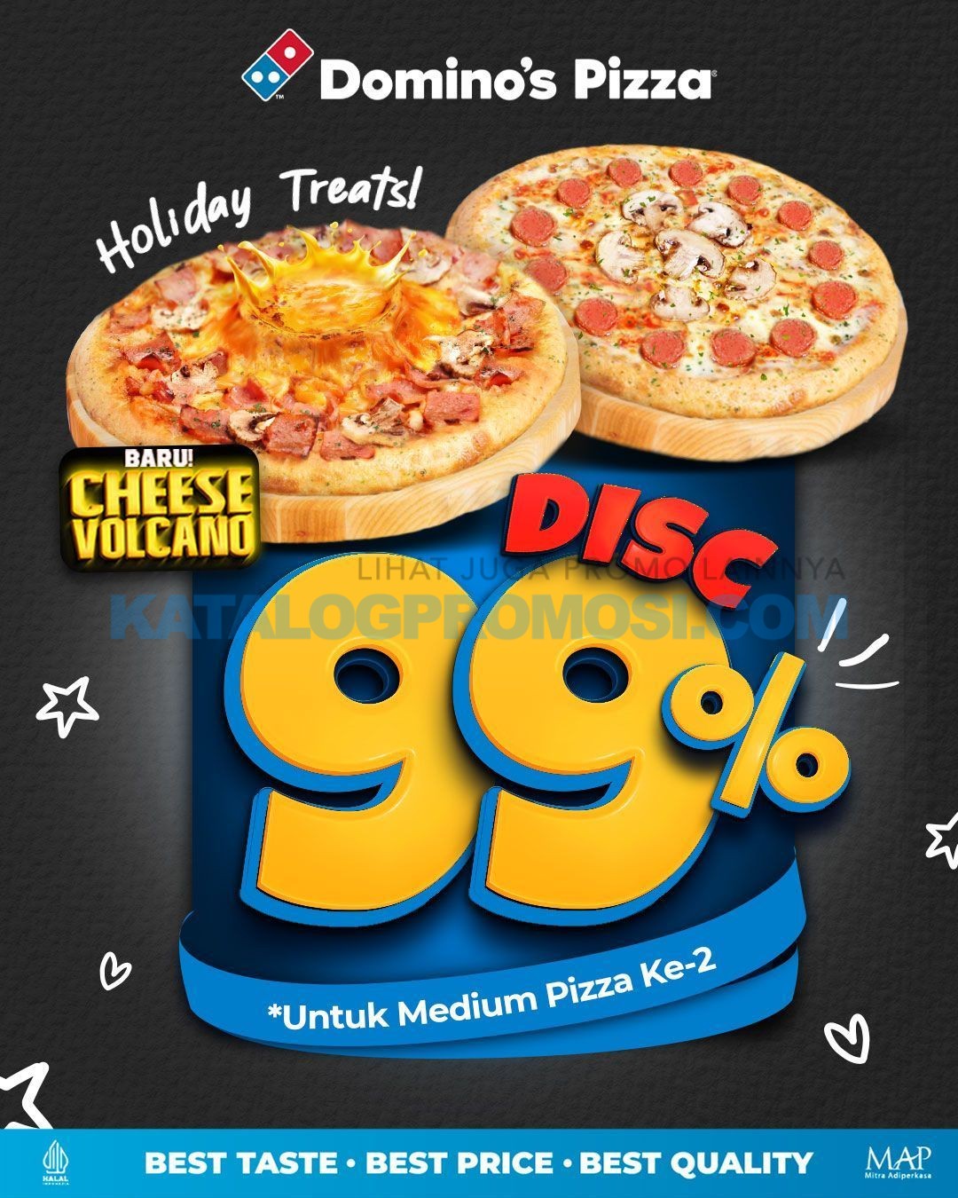 Promo DOMINOS PIZZA - DISCOUNT 99% untuk PIZZA KE 2 berlaku tanggal 09-12 Mei 2024