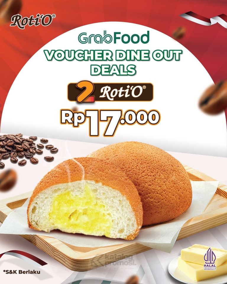 Promo ROTI’O GRABFOOD DINE-OUT VOUCHER DEALS 2 Roti’O HANYA Rp 17.000