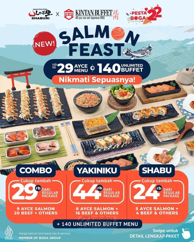 Promo SHABURI dan Kintan Buffet NEW AYCE MENU SALMON FEAST cukup tambah mulai Rp. 24.000