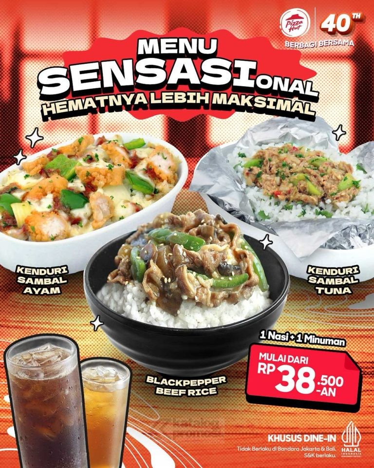 Promo PIZZA HUT SENSASIONAL 1 MAKANAN + 1 MINUMAN mulai Rp. 38.500