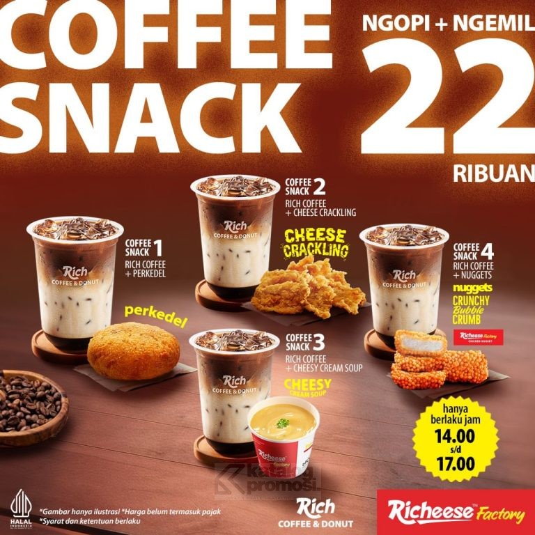 Promo RICHEESE FACTORY COMBO COFFEE & SNACK mulai Rp. 22RIBUAN AJA