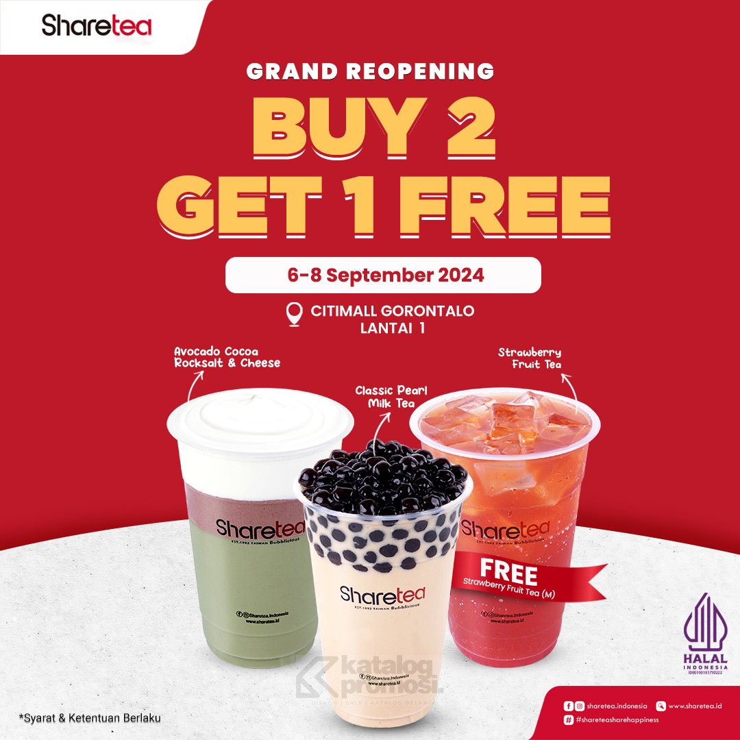 Promo SHARETEA Citimall Gorontalo Buy 2 Get 1 Free*