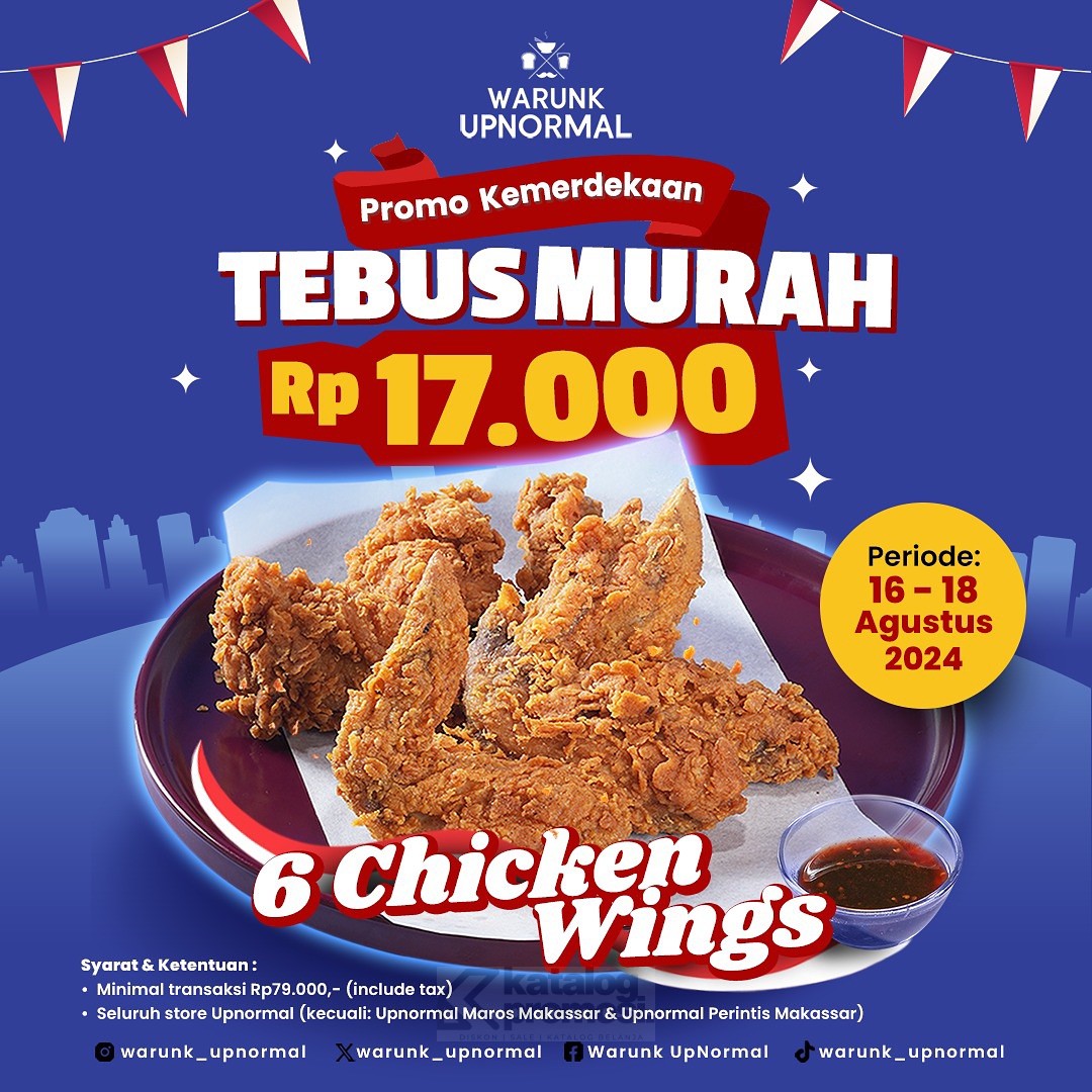 Promo WARUNK UPNORMAL Spesial Kemerdekaan Tebus Murah cuma Rp. 17.000 berlaku tanggal 16-18 Agustus 2024