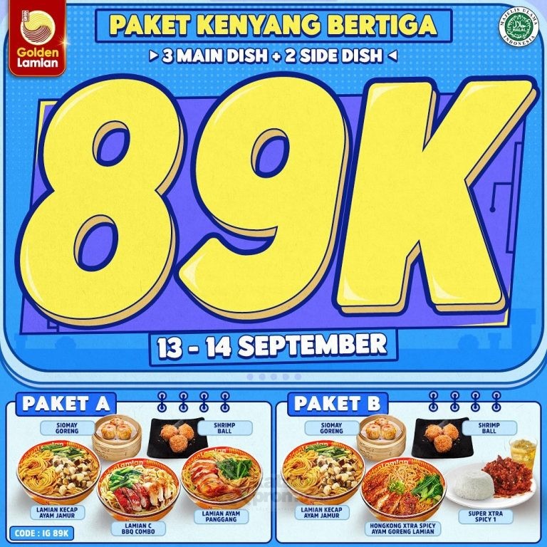 Promo GOLDEN LAMIAN PAKET KENYANG BERTIGA cuma Rp. 89RIBUAN