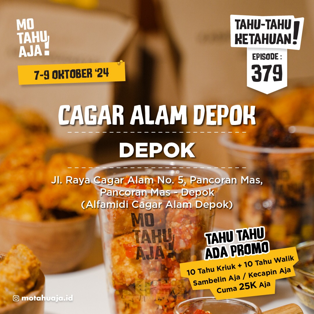 Mo Tahu Aja Cagar Alam Depok Opening Promo – 10 Tahu Kriuk + 10 Tahu Walik Sambelin / Kecapin Aja cuma Rp. 25.000