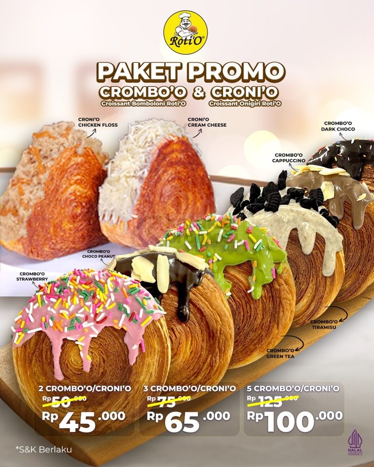 Promo ROTI'O PAKET HEMAT Crombo’O , harganya jadi mulai Rp. 20.000 aja