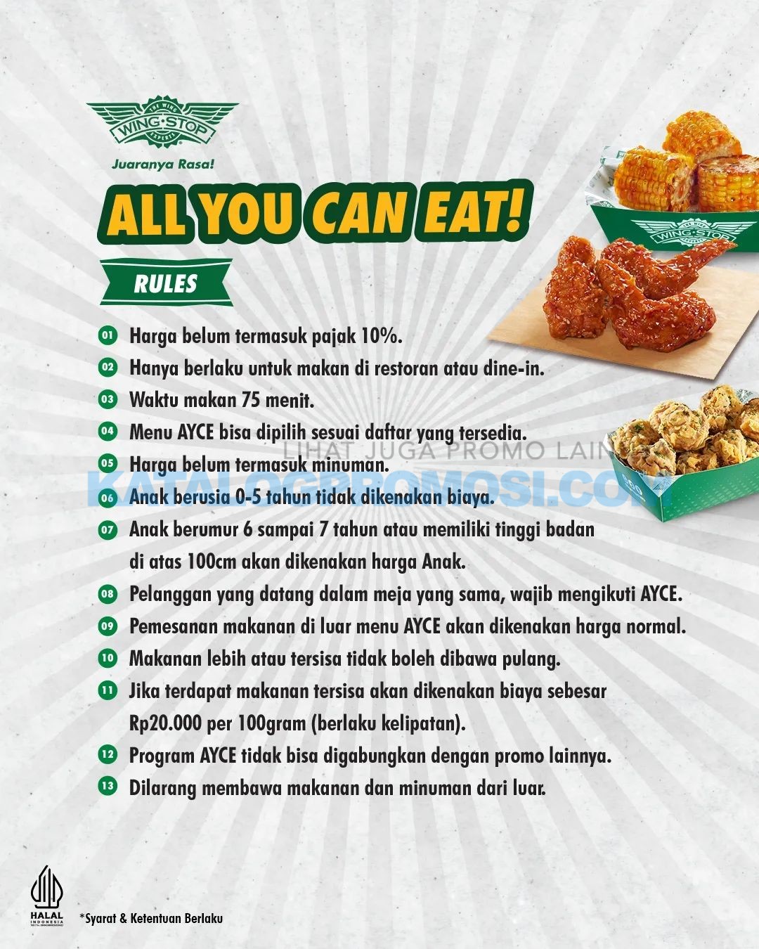 Promo WINGSTOP ALL YOU CAN EAT MAKAN SEPUASNYA mulai Rp. 70RIBUAN aja