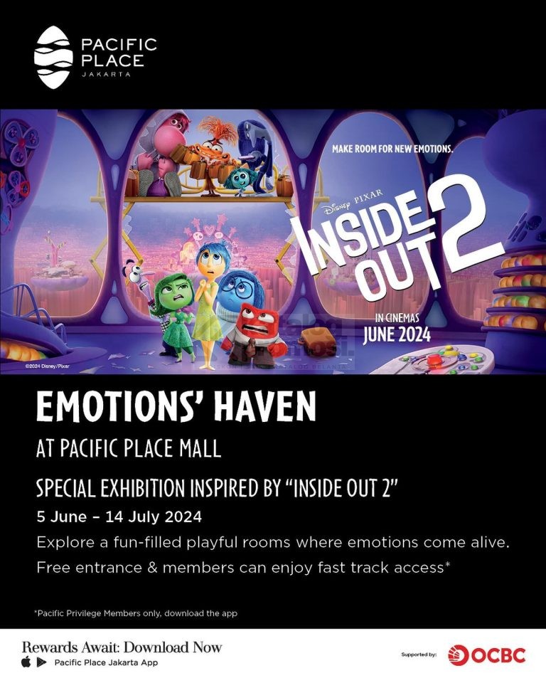 PACIFIC PLACE JAKARTA INSIDE OUT 2 EMOTIONS’ HAVEN mulai tanggal 05 Juni - 14 Juli 2024