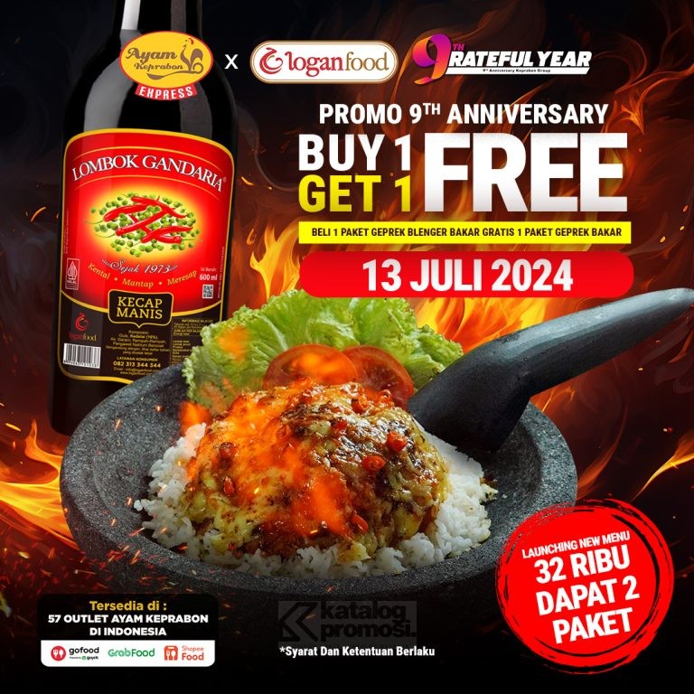 Promo AYAM KEPRABON BELI 1 GRATIS 1 PAKET GEPREK BAKAR hanya berlaku pada tgl 13 Juli 2024 saja