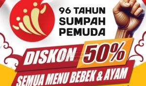 Promo Bebek Kaleyo Spesial Sumpah Pemuda - Diskon 50% untuk semua menu Bebek & Ayam