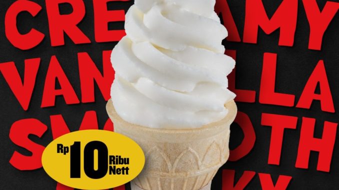 menu baru Soft Serve Vanilla Pizza Hut cone creamy seharga Rp10.000, tersedia di outlet tertentu.