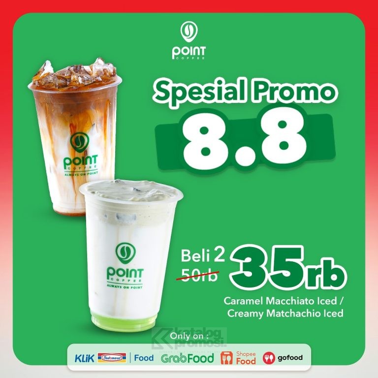 Promo POINT COFFEE DOUBLE DATE 8.8 - BELI 2 MINUMAN cuma Rp. 35RB