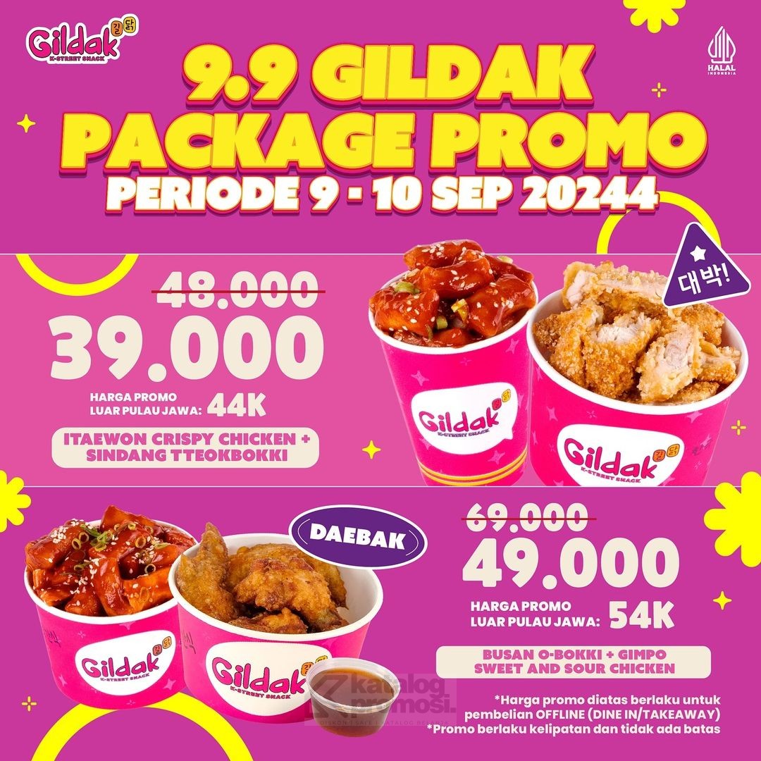 Promo 9.9 Gildak: 2 Menu Spesial Mulai dari 39 Ribu, Buruan Pesan!