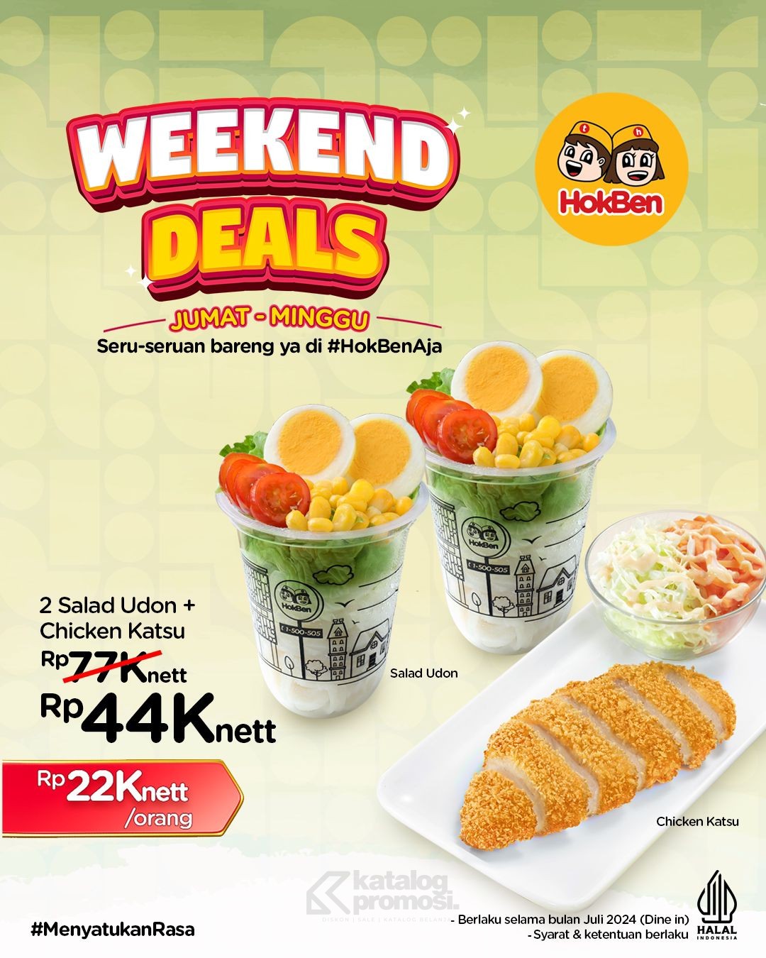 Promo Hokben Spesial Weekend Paket 2 Salad Udon + 1 Chicken Katsu hanya Rp. 44.000 nett