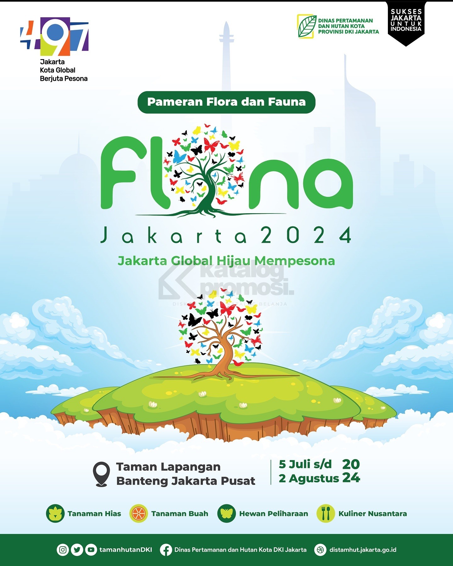 Flona 2024 - Pameran Flora dan Fauna Jakarta mulai tanggal 5 Juli - 2 Agustus 2024 di Taman Lapangan Banteng Jakarta Pusat