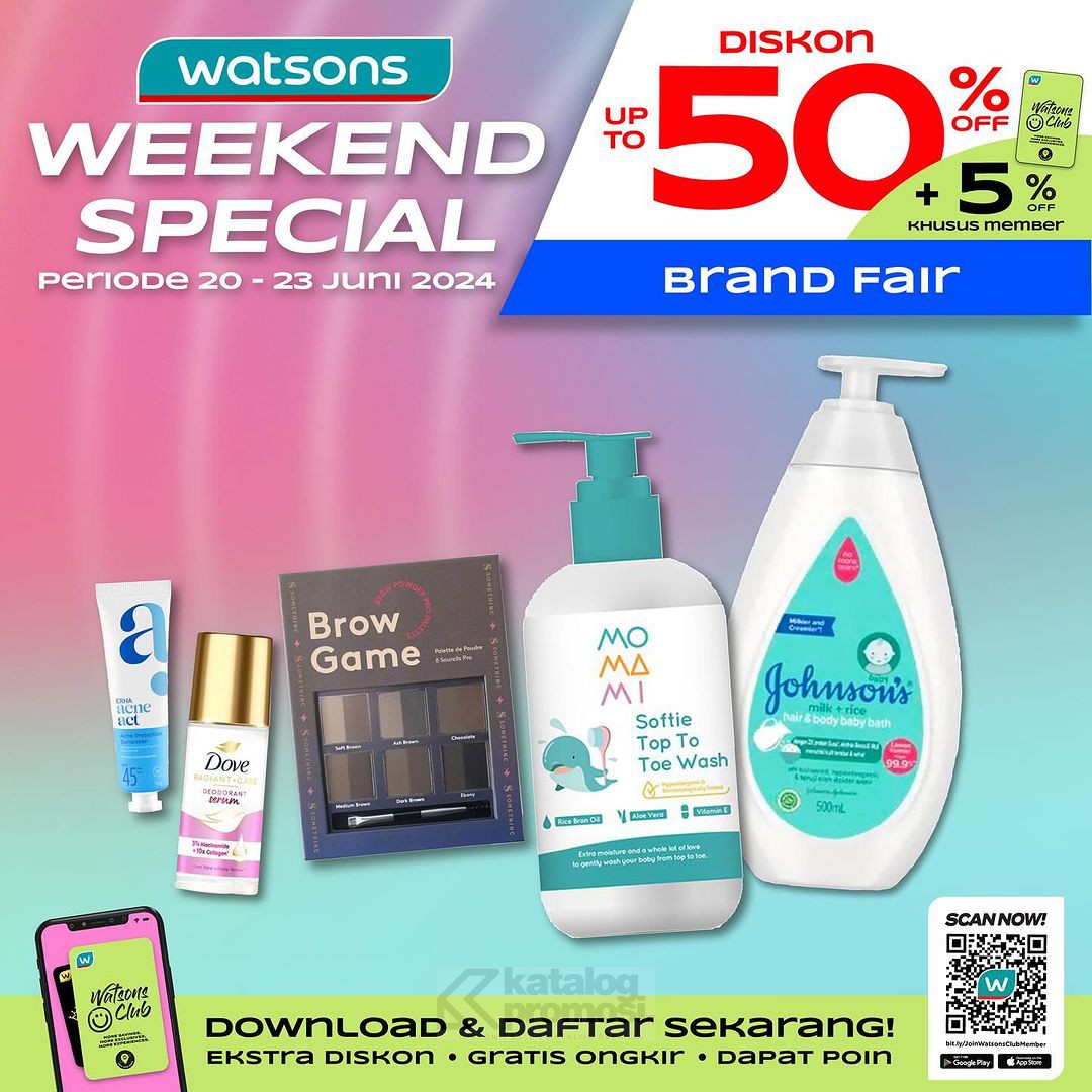 Watsons WEEKEND SPECIAL! Brand Fair Diskon hingga 50%