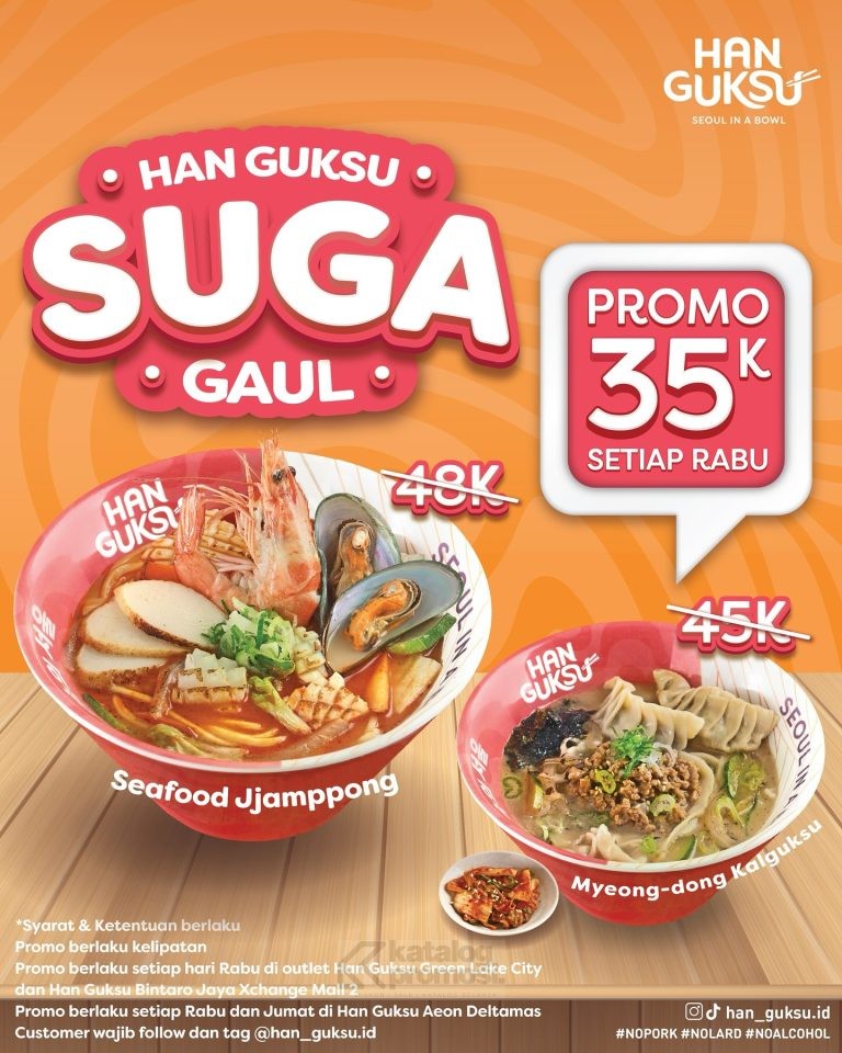 Promo HAN GUKSU Beli Myeongdong Kalguksu dan Seafood Jjamppong cuma Rp. 35.000