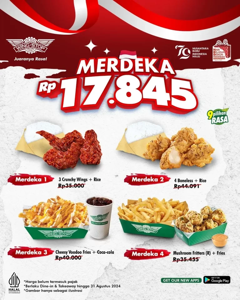 Promo WINGSTOP special Merdeka Paket Hemat semua Serba Rp17.845