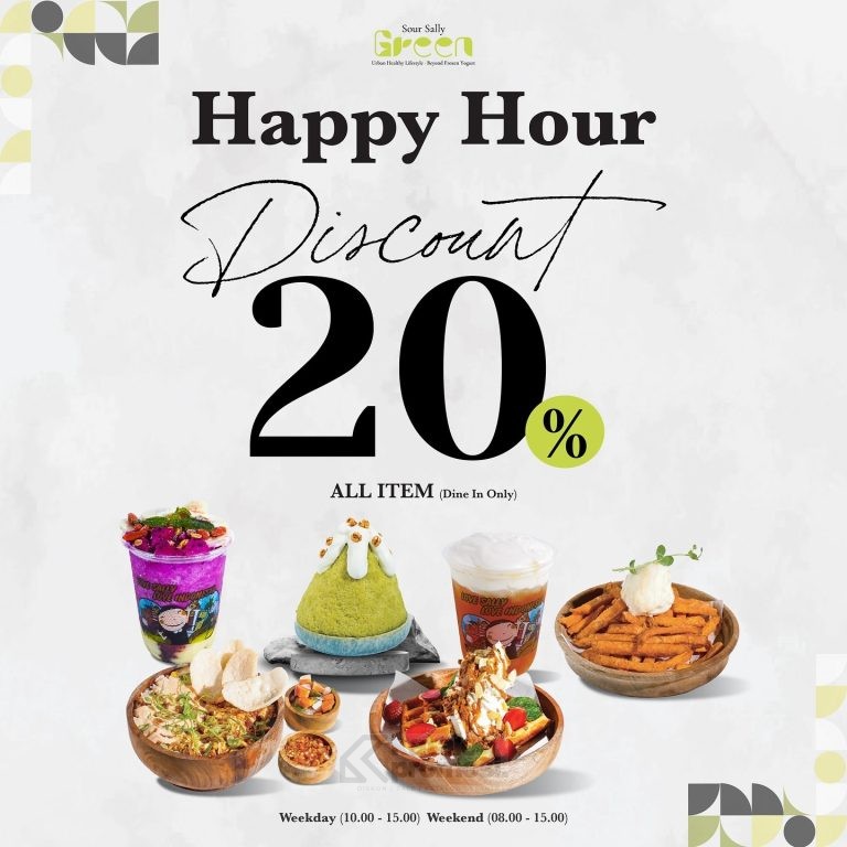 Promo SOUR SALLY GREEN HAPPY HOUR DISCOUNT 20% OFF ALL ITEMS